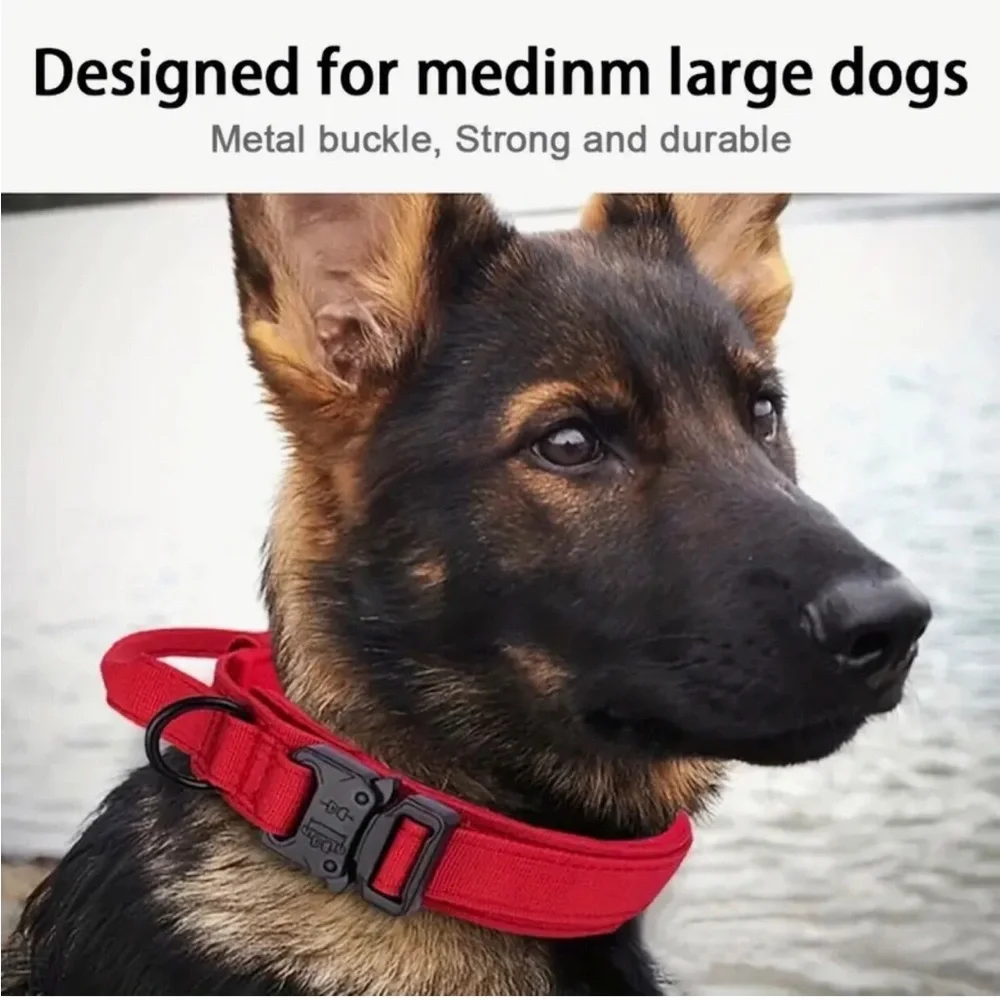 Tactical Khaki Dog Collar with Metal Buckle